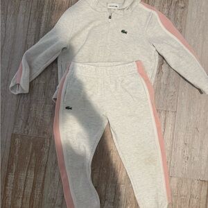 Lacoste Children's Light Gray and Pink Tracksuit